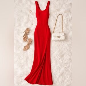 Lulu's Bold Red Scoop-Neck Maxi Dress